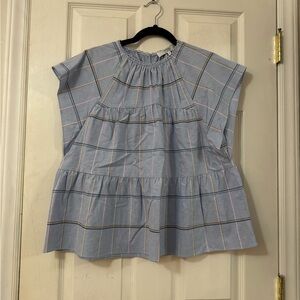 Crosby Plaid Tiered Blouse
